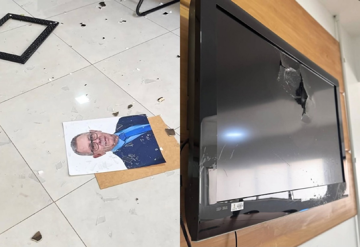Homem invade gabinete do prefeito e causa destruição em Uruaçu; veja vídeo | G5News