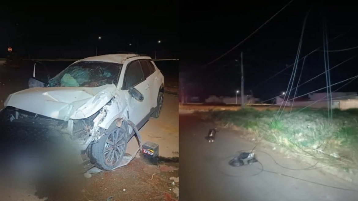 Jovem foge da PM, bate Corolla em poste e deixa milhares sem luz | G5News