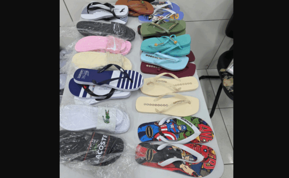 Polícia Civil apreende 2,8 mil pares de sandálias falsificadas e prende dupla em Timon