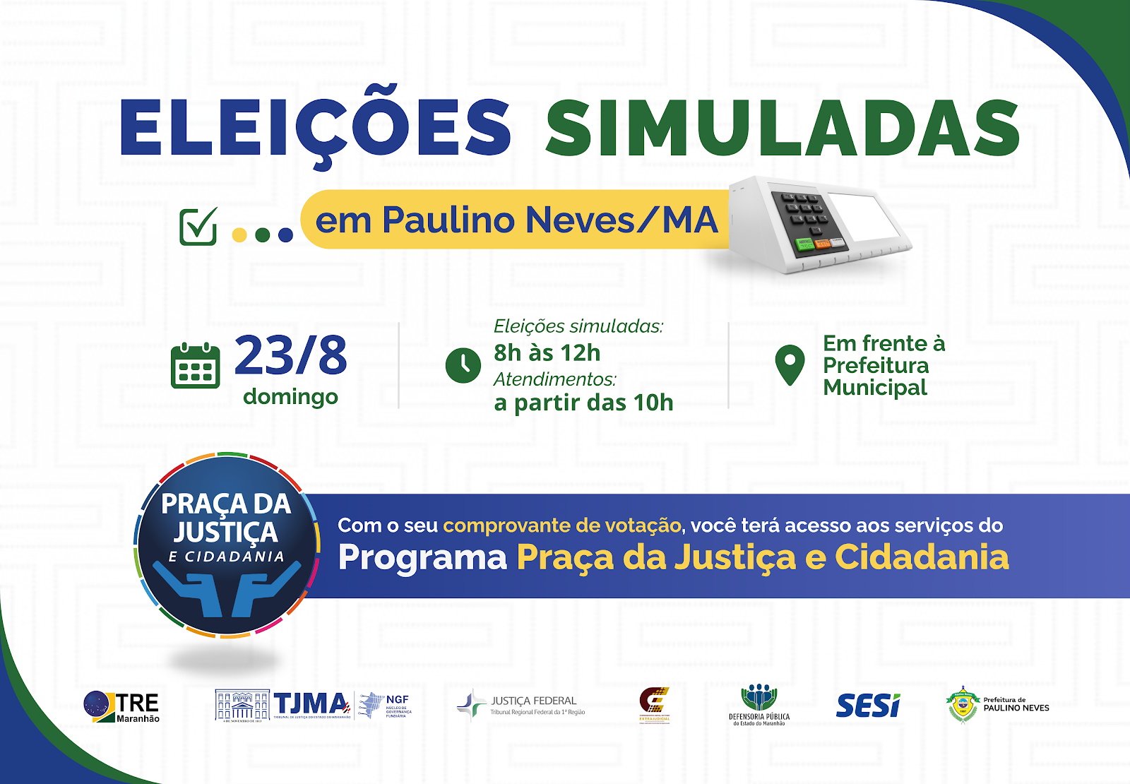 Blog do Ezequiel Neves : Paulino Neves recebe Eleições Simuladas e Praça da Justiça e Cidadania neste domingo (23)