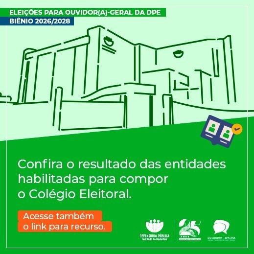 Defensoria Pública do MA divulga lista de entidades habilitadas para eleição da Ouvidoria-Geral