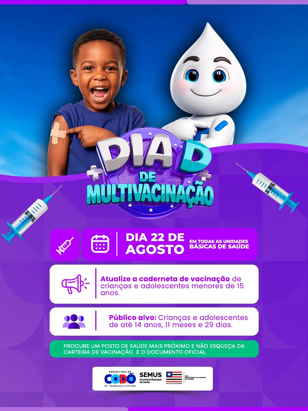Dia D de Multivacinação acontece neste sábado (22) em todas as UBS de Codó – Portal do Sampaio