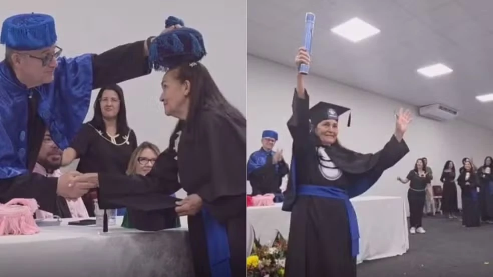 Aos 71 anos, aluna com Alzheimer celebra formatura em Pedagogia na UFMA
