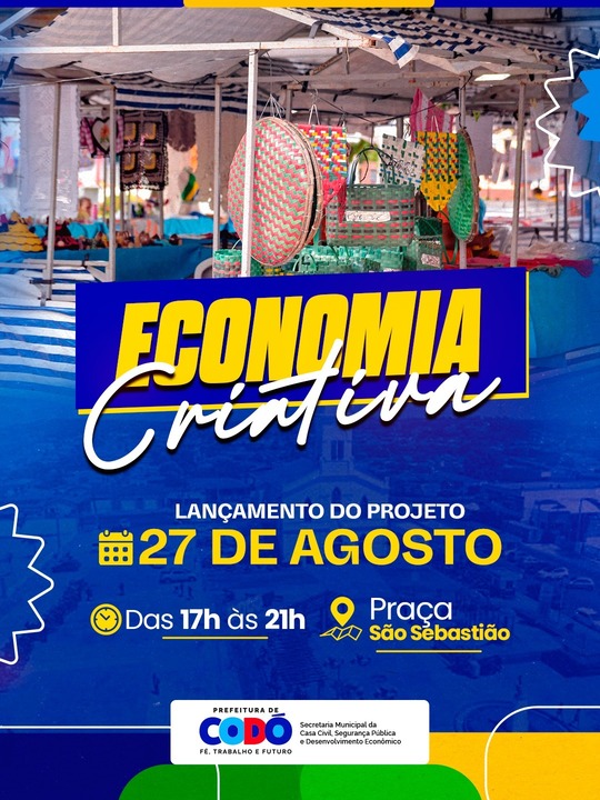Projeto Economia Criativa começa nesta quinta-feira (27) na Praça São Sebastião, em Codó – Portal do Sampaio