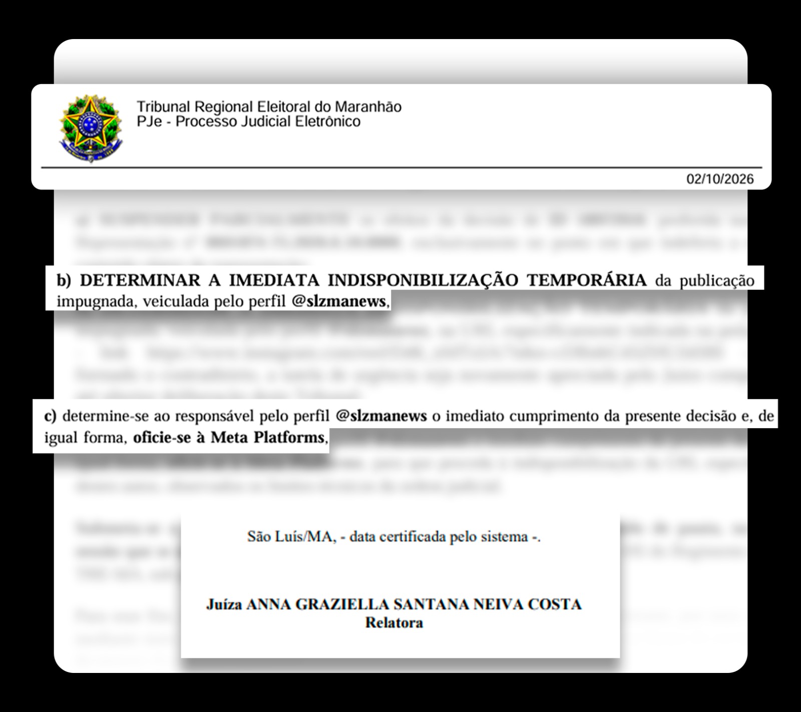 TRE-MA manda retirar fake new publicada no Instagram contra Weverton