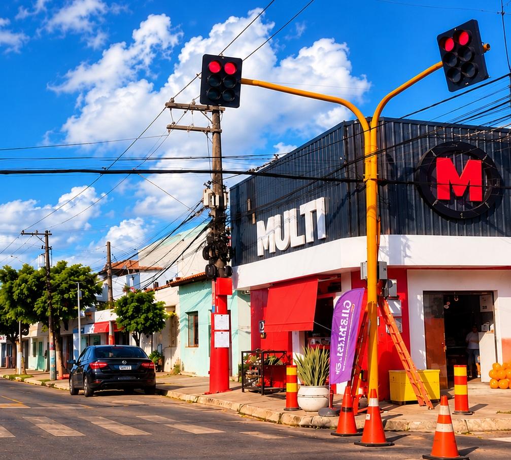 Prefeitura instala semáforos no cruzamento da Rua Simplício Moreira com a Rua Beta, no bairro Bacuri
