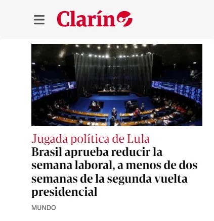 Imprensa internacional destaca vitória de Lula com aprovação do fim da escala 6×1