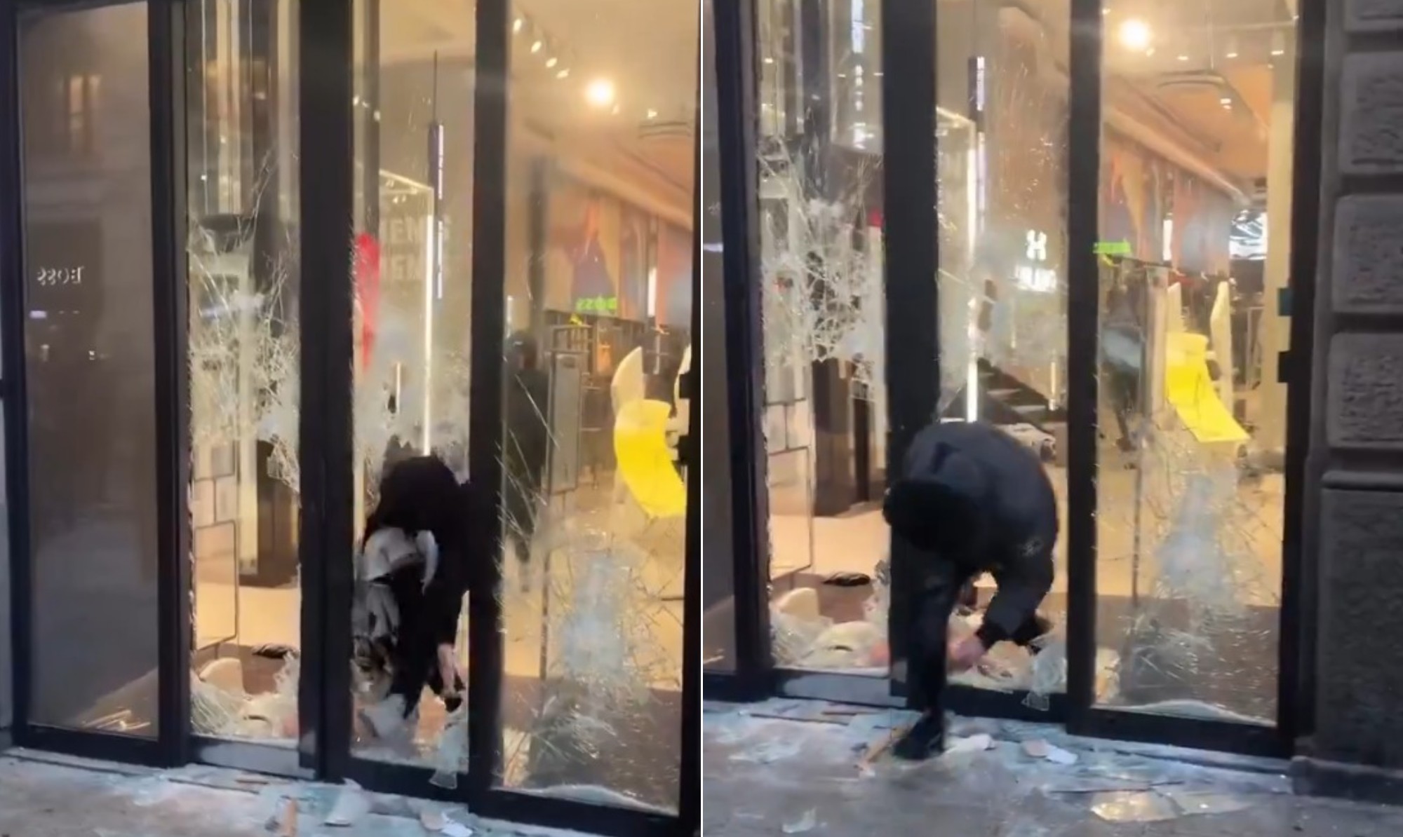 Vídeo mostra lojas sendo saqueadas e vitrines destruídas em Milão durante onda de prostestos na Itália Vídeo mostra lojas sendo saqueadas e vitrines destruídas em Milão durante onda de prostestos na Itália